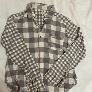 Girls Hollister green and white Plad button up